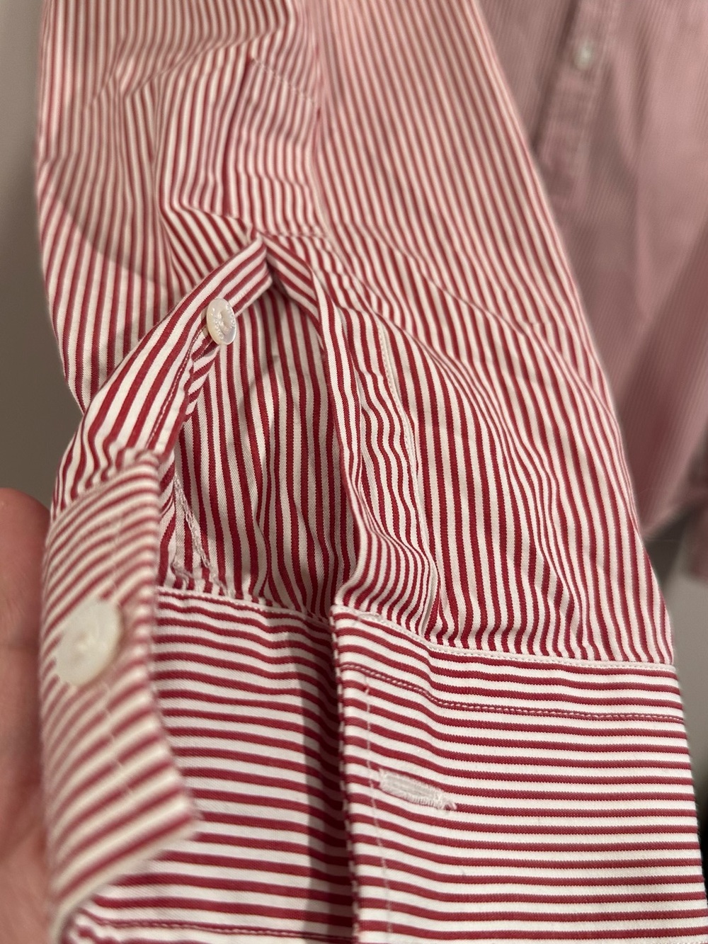 Gucci Red & White Stripe Button Shirt Side Stripe Skinny Fit Size 40 - 15 3/4 - Picture 7 of 16